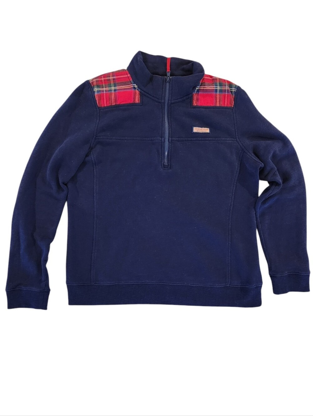 Vineyard Vines Navy & Plaid 1/4 Zip Sweatshirt Women's Size Large
